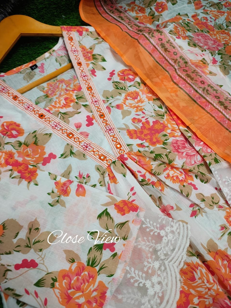 Cotton Embroidered Anarkali Kurta Set